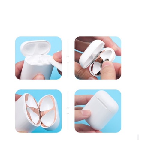 Skin Miếng Dán Kim Loại Bảo Vệ Hộp sạc Tai Nghe Bluetooth Airpod khả năng Chống Bụi Bẩn