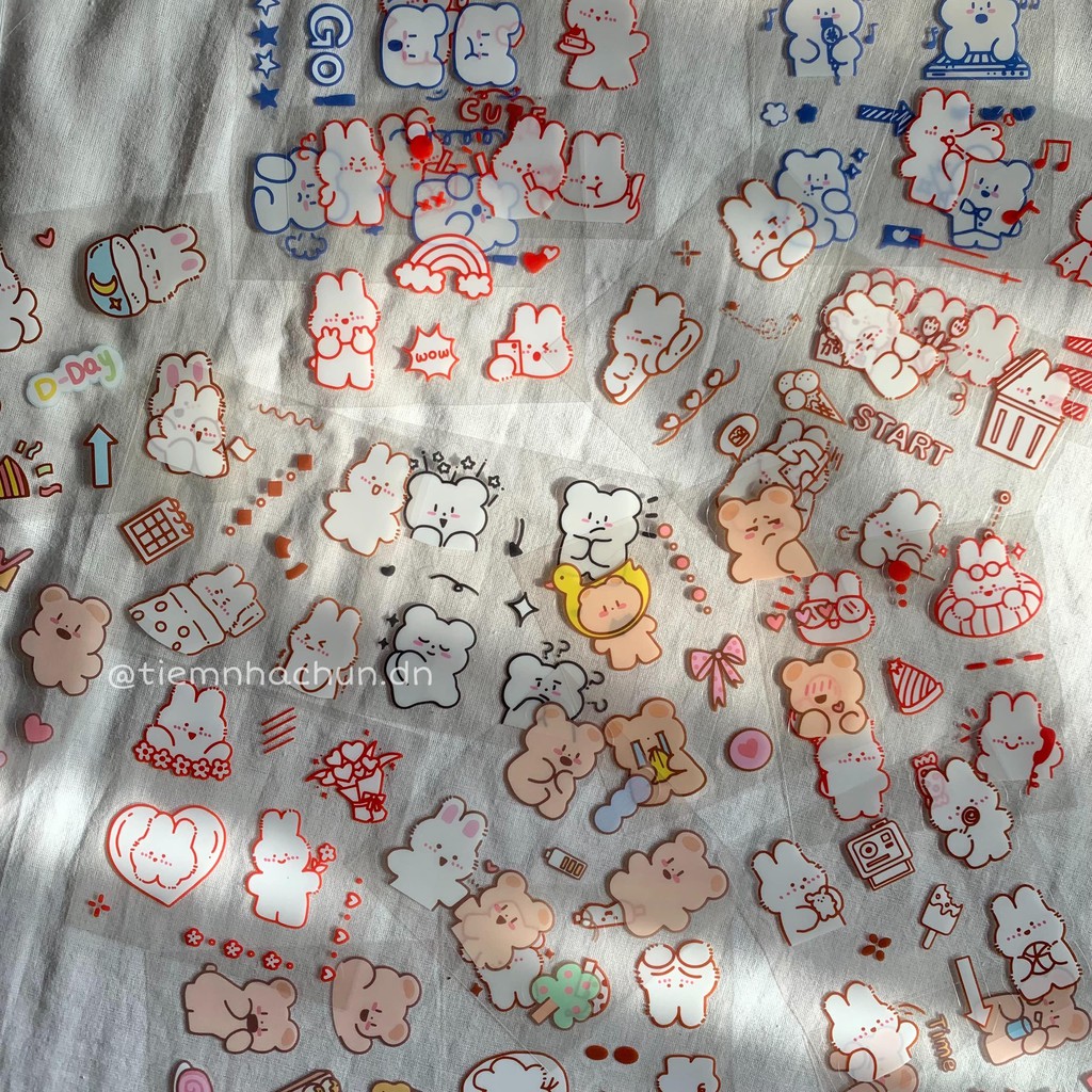 SET 10 STICKER CUTE BEAR GẤU CHỐNG THẤM NƯỚC  - Tiệm nhà Chun
