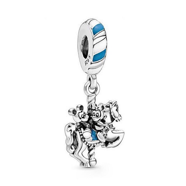 Mặt Dây Chuyền Bạc 925 Hình Chuột mickey minnie Chim Cam Vòng Xoay Ngựa Gỗ diy