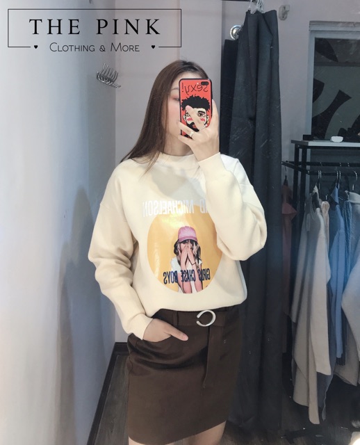 Chân váy da lộn màu nâu (size S) có quần lót trong