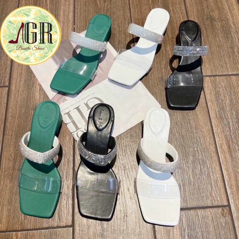 Dép mica phối bản hột đá gót 2 cm ( hàng đẹp)