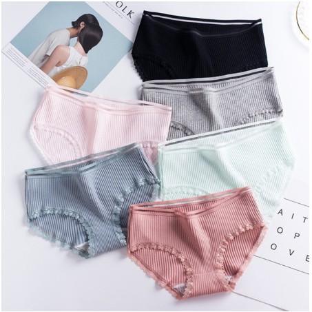 Quần Lót Nữ Cotton Len Tăm Cạp Lưới Phối Viền Ren Sexy Điệu Đà Nhiều Quyến Rũ Hàng Quảng Châu Cao Cấp