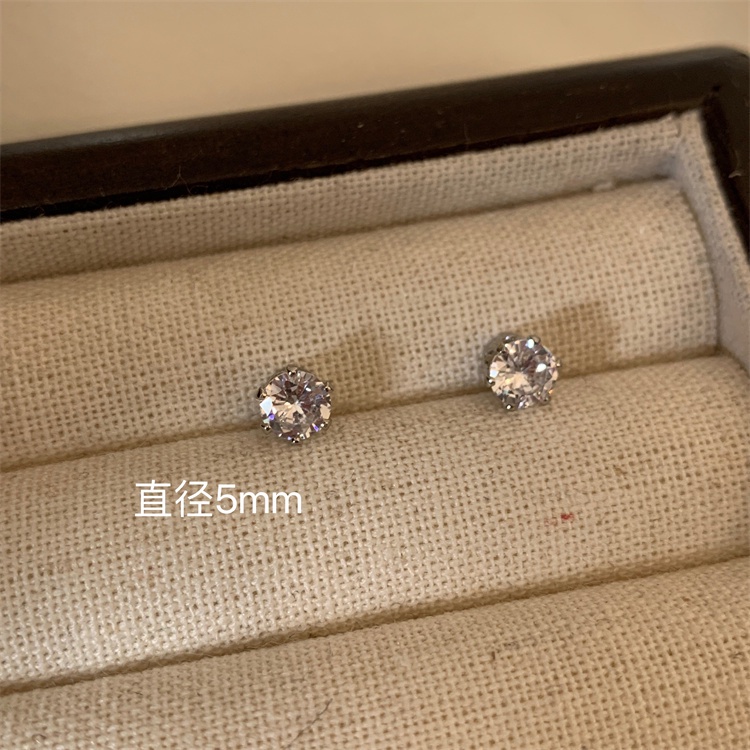 Khuyên kẹp tai nam châm 19A1602 đính đá zircon lấp lánh không cần xỏ lỗ đơn giản cổ điển