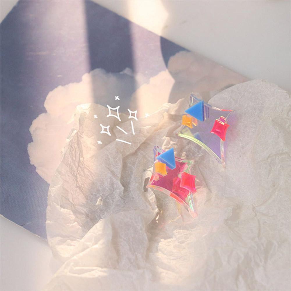 USNOW Khuyên Tai Hình Học Trong Suốt Phong Cách Retro Mùa Hè Cho Nữ