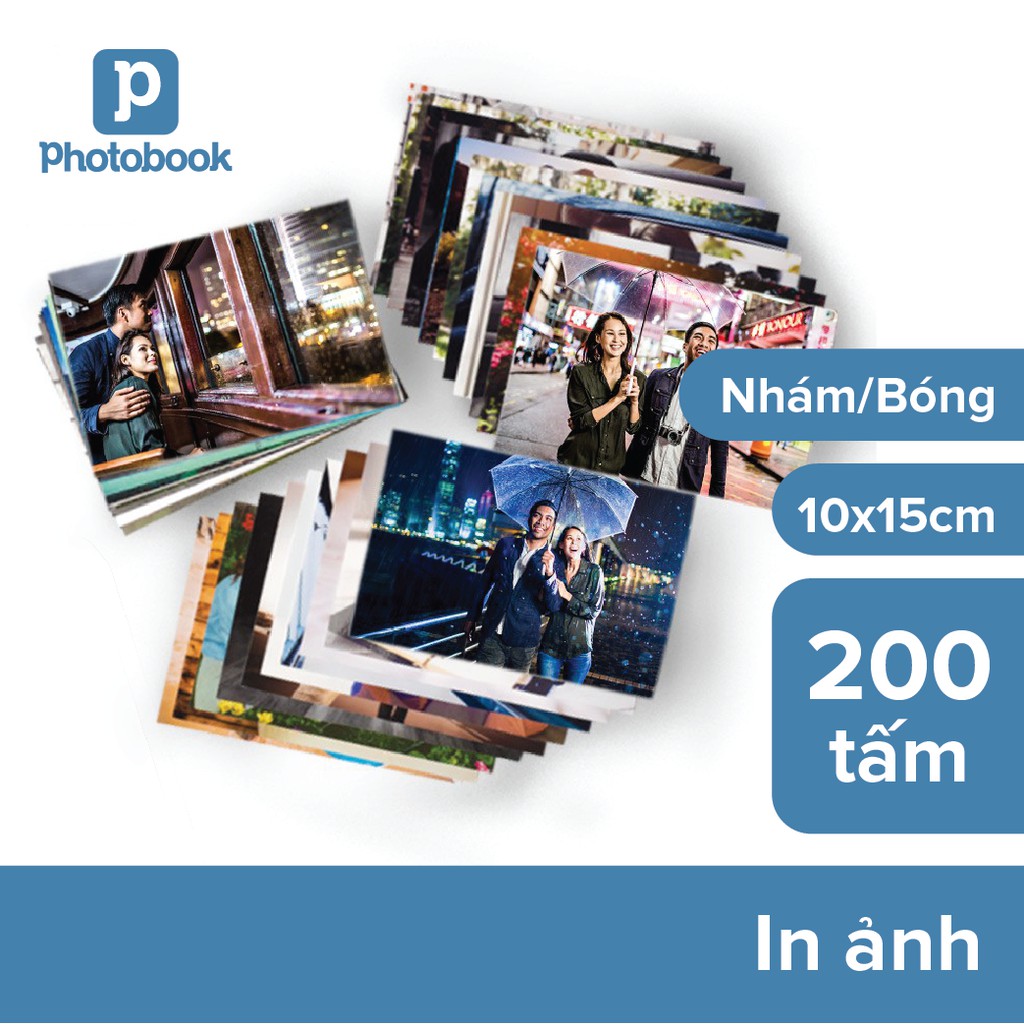 [Toàn Quốc] [E-voucher] Combo in 200 tấm ảnh trang trí phòng 10 x 15cm in theo yêu cầu- Thiết kế trên web Photobook