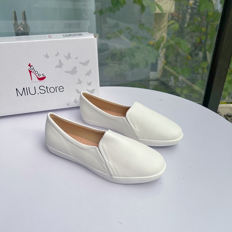 Giày nữ đế bằng mũi tròn da lì VNXK, giày slip on nữ đế bánh mì dễ phối đồ nữ đi làm, đi chơi ( Ảnh thật kèm video)