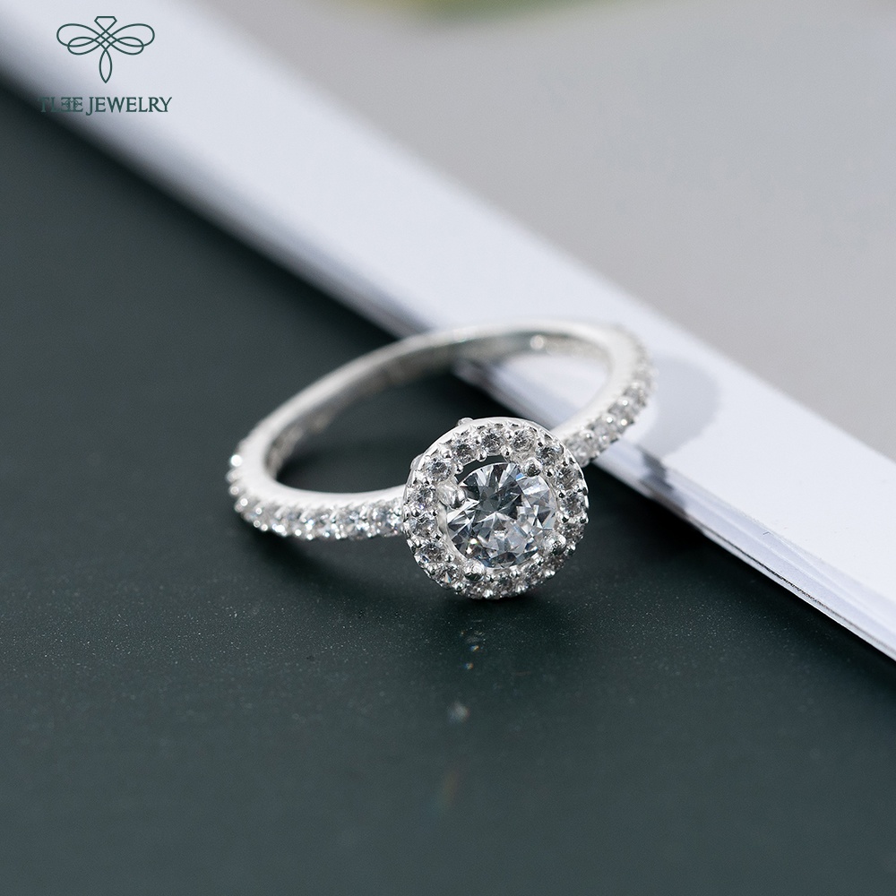 Nhẫn bạc nữ TLEE đá tròn viền nạm đá sang trọng TleeJewelry A0167