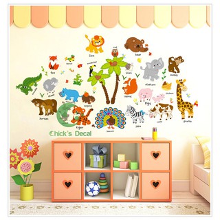 Decal dán tường (Tên động vật bằng tiếng anh)