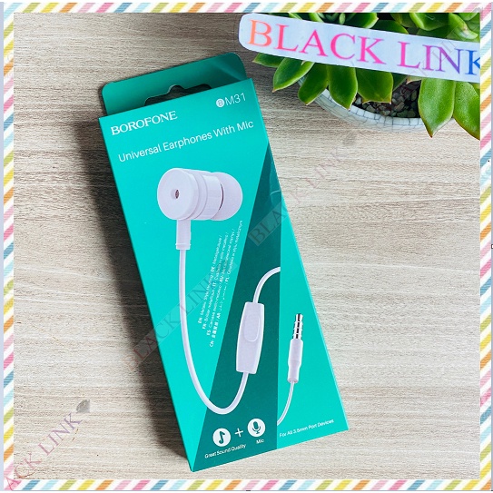 Tai Nghe Chính Hãng BOROFONE BM31 Có Micro Jack 3.5mm Bass Mạnh Nhét Tai Chống Ồn In Ear Chơi Game Nghe Nhạc Đàm Thoại