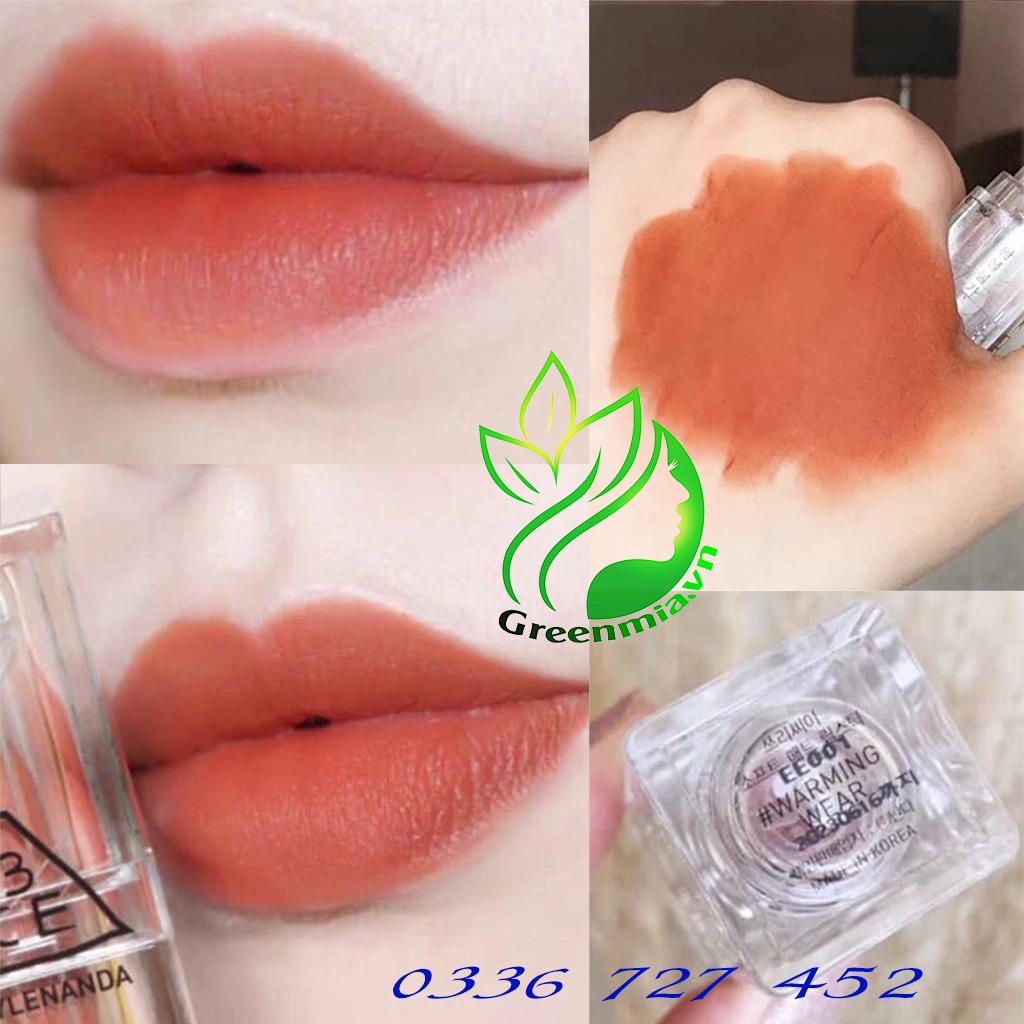 Son 3CE Soft Matte Lipstick Warming Wear Thỏi Lì Màu Cam Cháy Thiết Kế Trong Suốt Bền Màu CHÍNH HÃNG CHECK HIDDEN TAG