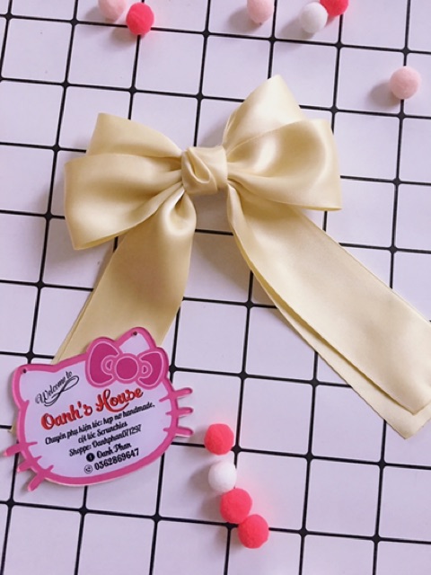 Kẹp nơ satin silk basic 2 tầng