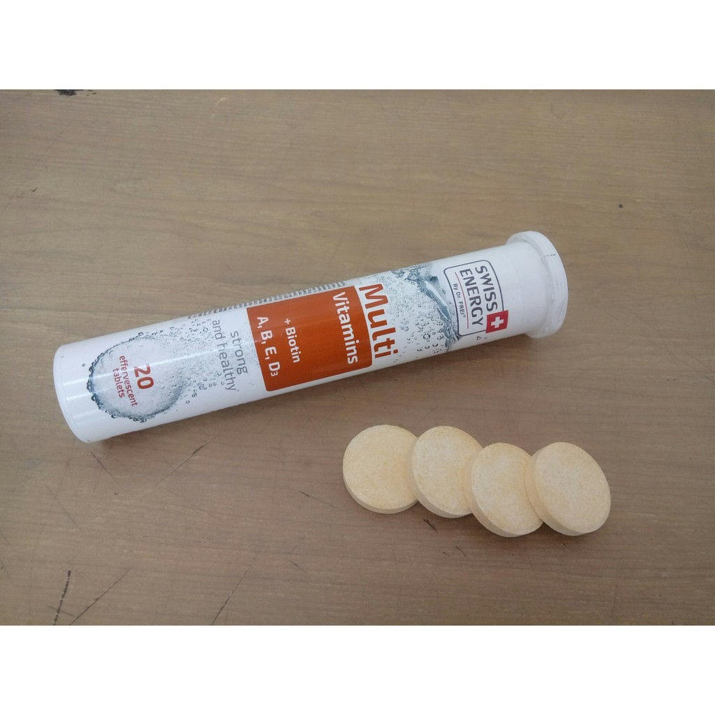 [Free ship] Viên sủi tăng sức đề kháng, hỗ trợ đẹp da và tóc Swiss Energy Multi Vitamins + Biotin (Tuýp 20 viên)