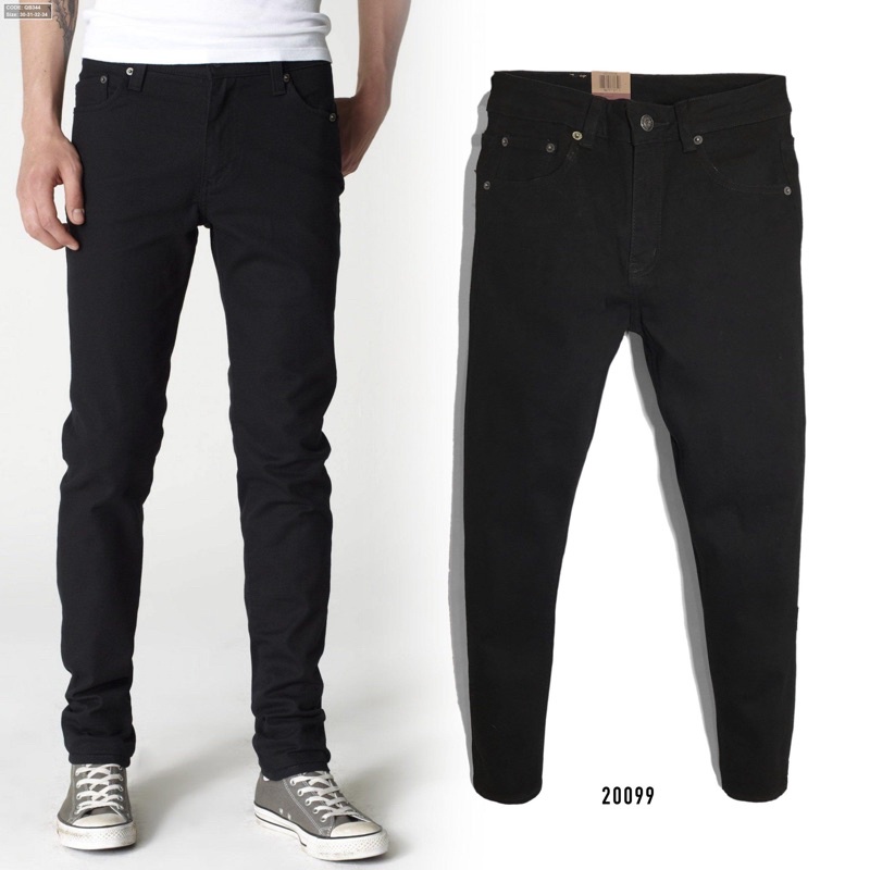 Quần jean nam ĐEN chất co giản thoáng vải bền bỉ BASIC SKINNY FIT BLACK