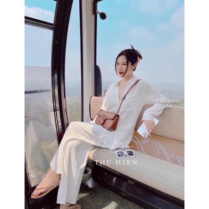 Set bộ đũi 🔥HOT🔥 tay dài quần suông basic sang chảnh chất siêu đẹp