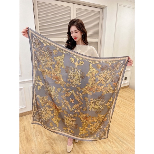 Khăn turban lụa vuông choàng cổ thanh lịch size 108x108cm nhiều mẫu