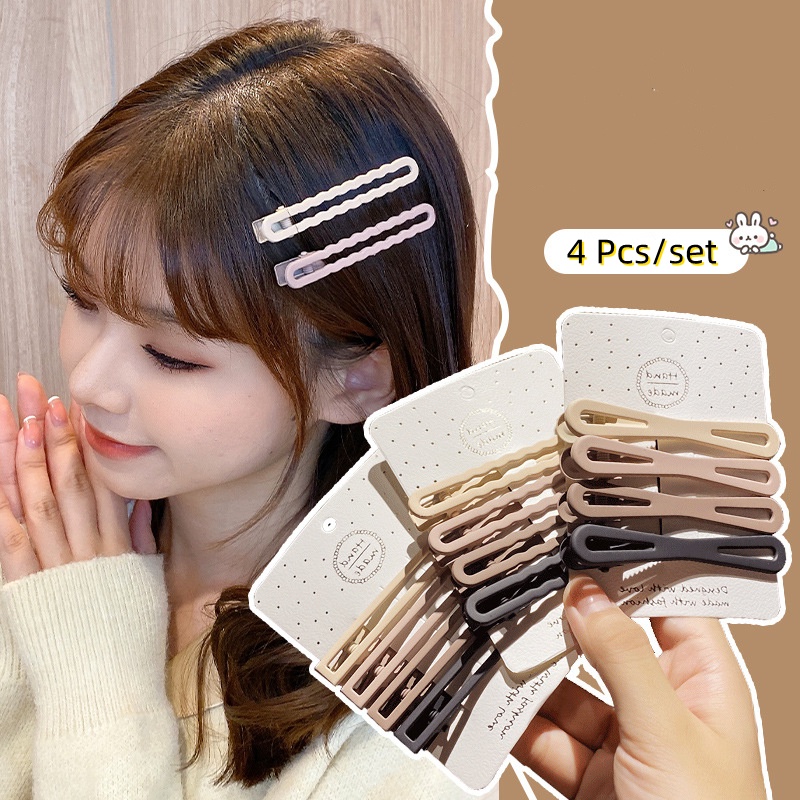 Set 4 Kẹp Tóc Kim Loại Màu Trà Sữa BB Gradient Phong Cách Hàn Quốc Đáng Yêu Thời Trang Nữ