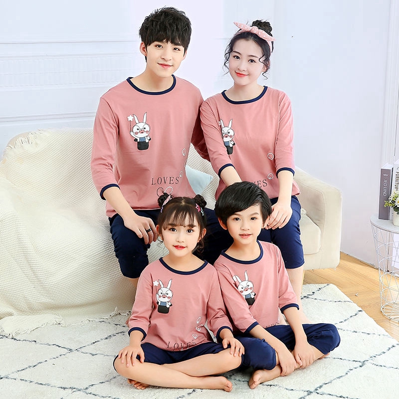 Bộ Đồ Ngủ Pijama Dài Tay In Họa Tiết Dễ Thương Cho Cả Gia Đình