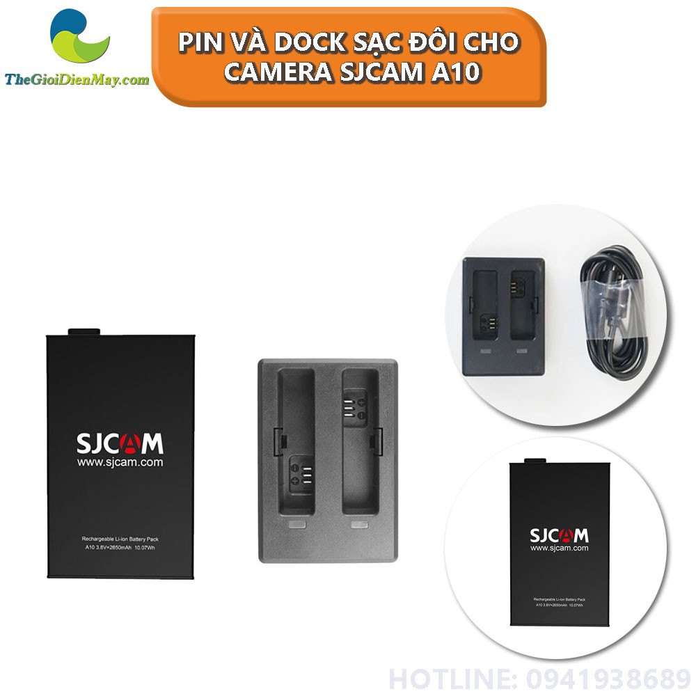 Pin, Dock sạc đôi cho Camera SJCAM A10 - Shop Thế Giới Điện Máy