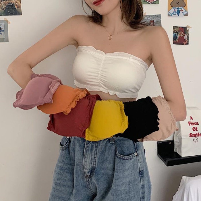 Bra Quây Không Dây Cotton Có Đệm Không Gọng Nhún Bèo Siêu Xinh Dành Cho Nữ Bra1491
