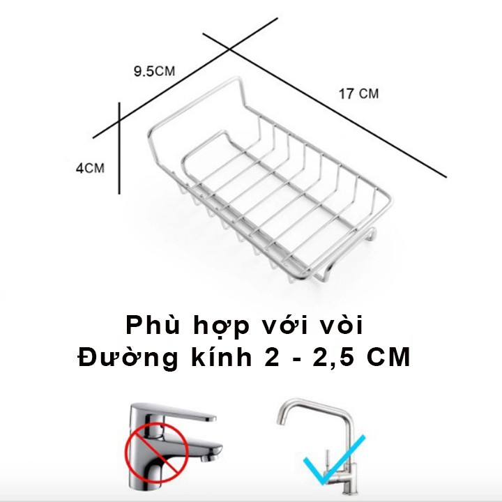 Giá treo vòi INOX đựng đồ giẻ rửa chén bát tại bồn 00373