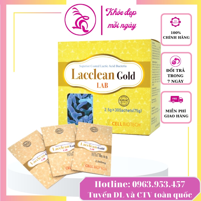 Men vi sinh lợi khuẩn Lacclean gold lab hàn quốc bổ sung 5 chủng lợi khuẩn có lợi cho đường ruột cho hệ tiêu hóa tốt