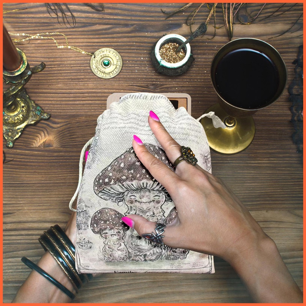 Túi Vải Đựng Bài Tarot 5.12X7.09 Inch In Họa Tiết Đầu Nấm Xinh Xắn