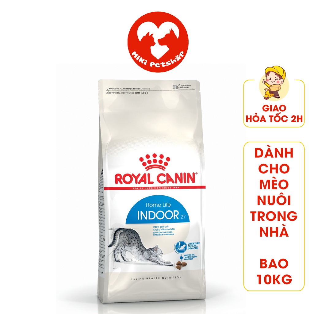 Thức Ăn Cho Mèo Cao Cấp Royal Canin Indoor 27 Cho Mèo Nuôi Trong Nhà Bao 10Kg - Miki Petshop