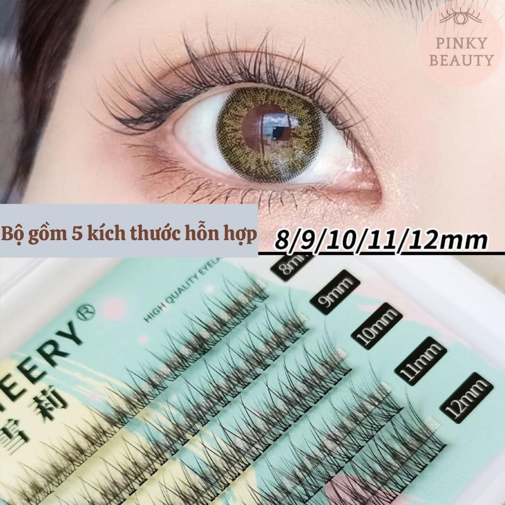 Lông Mi Giả Chùm Đuôi Cá, Hỗn Hợp Mi giả Ghép Nối Thiết Kế Đuôi Cá Đủ Size 8-12mm, Nối Mi Tại Nhà Monsheery-Pinky Beauty