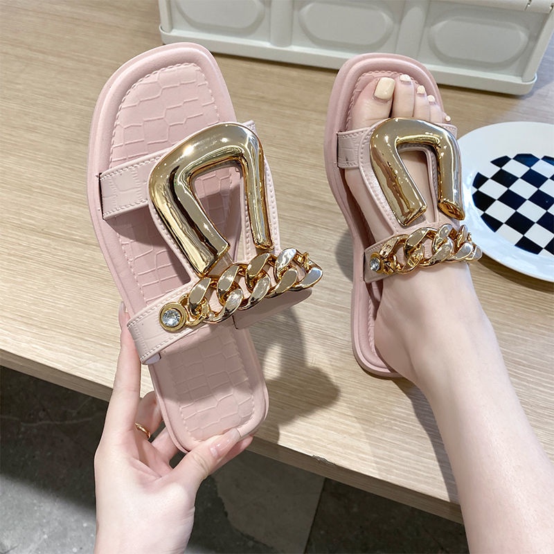 Dép Sandal Đế Xuồng Đính Ngọc Trai Thời Trang Mùa Hè Mới Dễ Phối Đồ