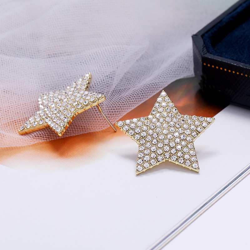 Bông Tai Đính Đá Hình Ngôi Sao Phong Cách Thời Trang Âu Mỹ