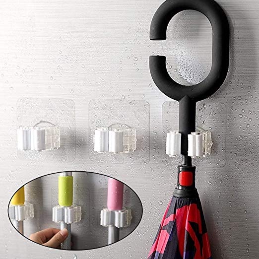 Móc treo cây lau nhà dán tường -Móc Dán Tường Kẹp Giữ Cây Lau Nhà / Móc Treo Chổi, Treo Ô, Đồ Dùng