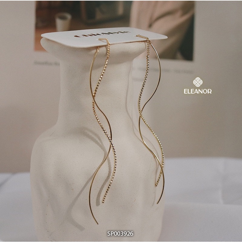 Bông tai nữ dáng dài Eleanor Accessories hình xoắn lấp lánh phụ kiện trang sức 3926