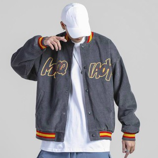 Áo khoác nhung gân kiểu áo bomber bóng chày hot