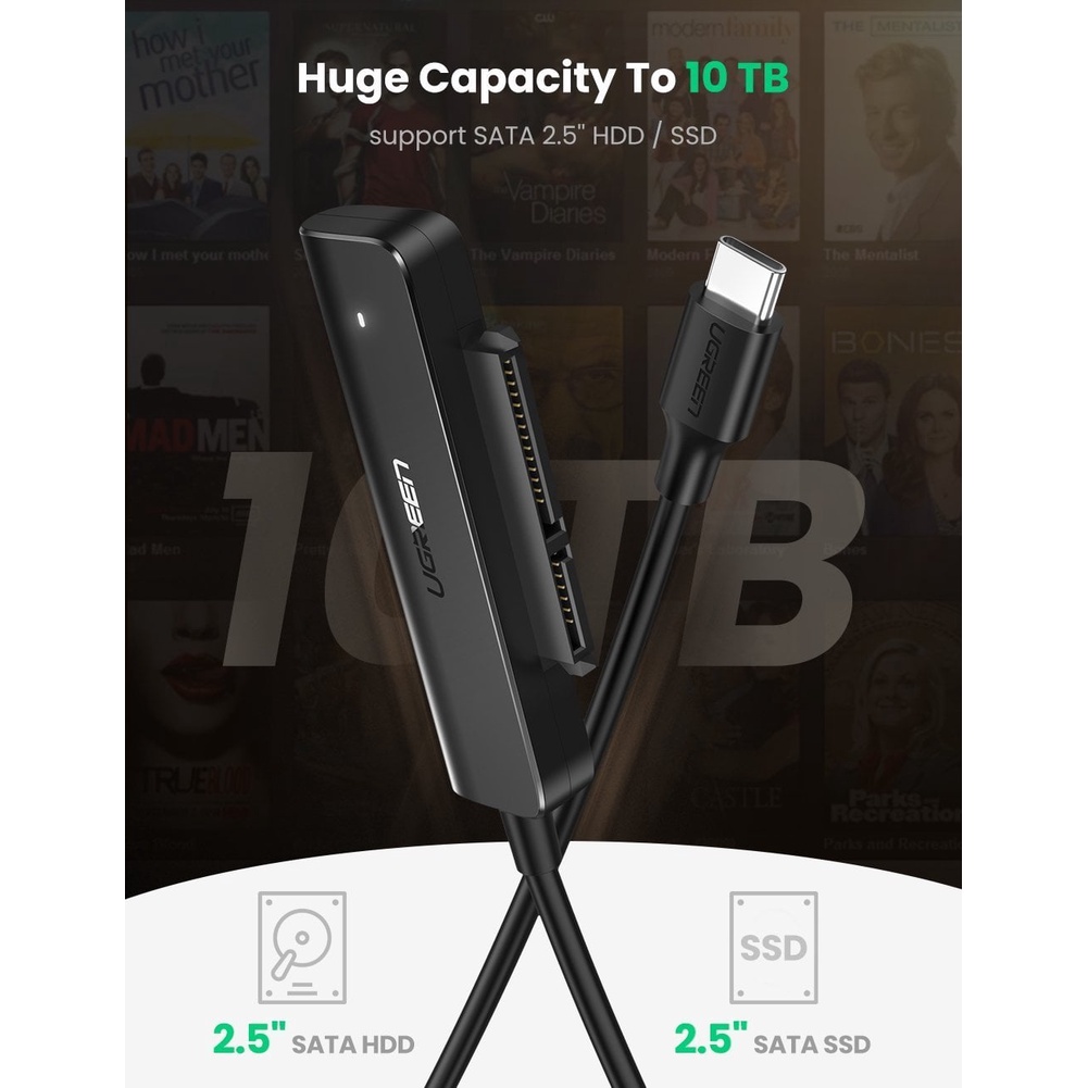 Cáp USB Type C sang Sata kết nối ổ cứng SATA 2.5inch Ugreen 70610 - Hàng chính hãng