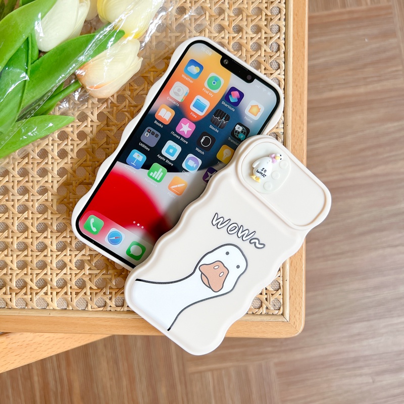 Ốp Điện Thoại Silicon Họa Tiết Vịt Hoạt Hình Dễ Thương Cho iPhone 12 13 11 PRO MAX XR 11 12 PRO