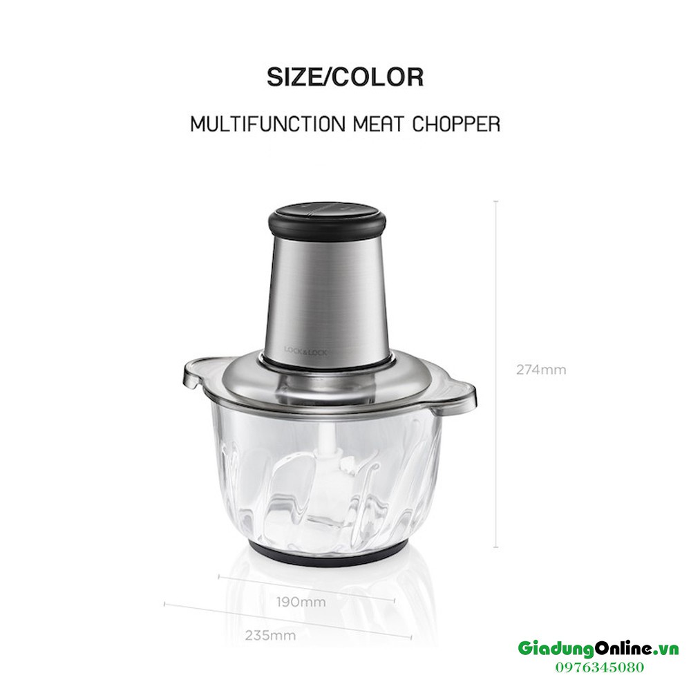 Máy Xay Thịt Lock&Lock Cối Lớn Chạy Khỏe EJM186 SLV 2.4 Lít - Hàng chính hãng