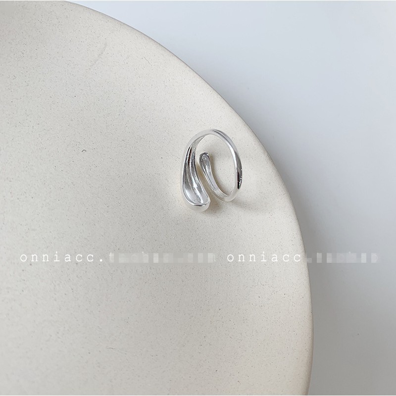 Nhẫn Thép Titan B883 Hình Giọt Nước Phong Cách Retro Hàn Quốc