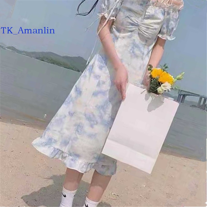 Đầm Dài Trễ Vai Họa Tiết Nhuộm Màu Thời Trang Cho Nữ | BigBuy360 - bigbuy360.vn