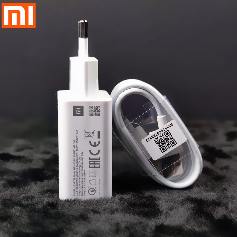 Xiaomi Mi 9 SE 18W Fast EU Charger QC3.0 Fast USB Wall Charger Micro USB và Type C Cable Sạc nhanh Thích hợp cho Mi 9 8 10 9se Redmi note 7 pro Mi 6 6X 8 A2 A1 Note 8