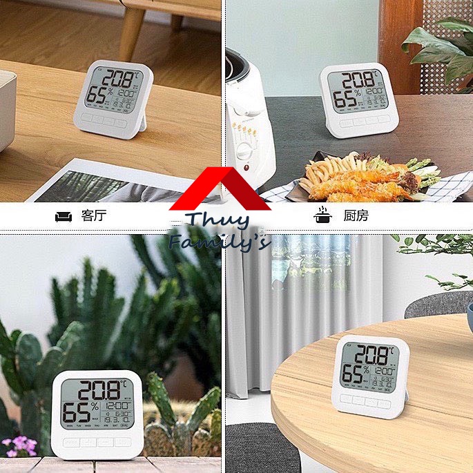 NHIỆT ẨM KẾ ĐIỆN TỬ ĐO NHIỆT ĐỘ VÀ ĐỘ ẨM PHÒNG NGỦ CHO BÉ KÈM ĐỒNG HỒ CÓ CHỨC NĂNG HẸN GIỜ CHO BỐ MẸ