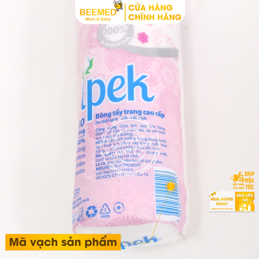 Bông Tẩy Trang Ipek - Giúp tẩy sạch lớp trang điểm, bụi bẩn từ 100% bông cotton tự nhiên an toàn - Nhập Khẩu Thổ Nhĩ Kỳ