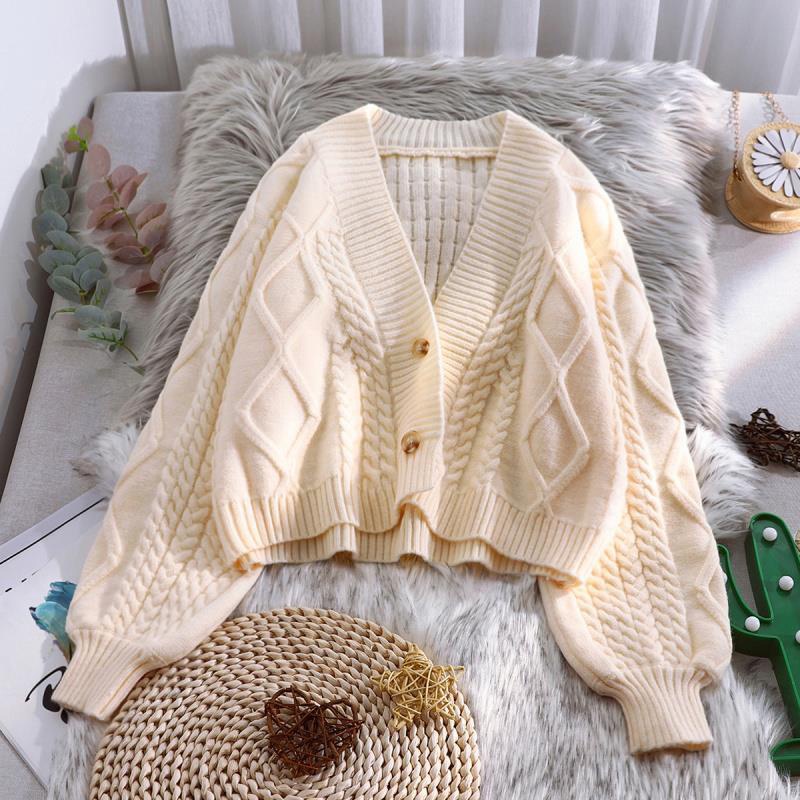 Áo khoác cardigan IELGY dệt kim dáng ngắn rộng tay dài phồng có mùi thơm nhẹ phong cách Hàn Quốc thời trang cho nữ