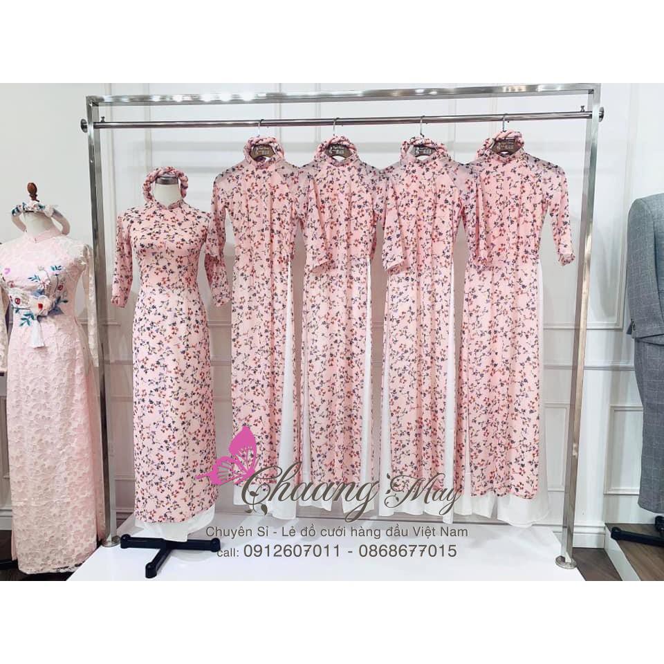Áo dài hoa nhí lụa hồng ⚡FREESHIP⚡ Dáng áo truyền thống ảnh thật 100% | BigBuy360 - bigbuy360.vn