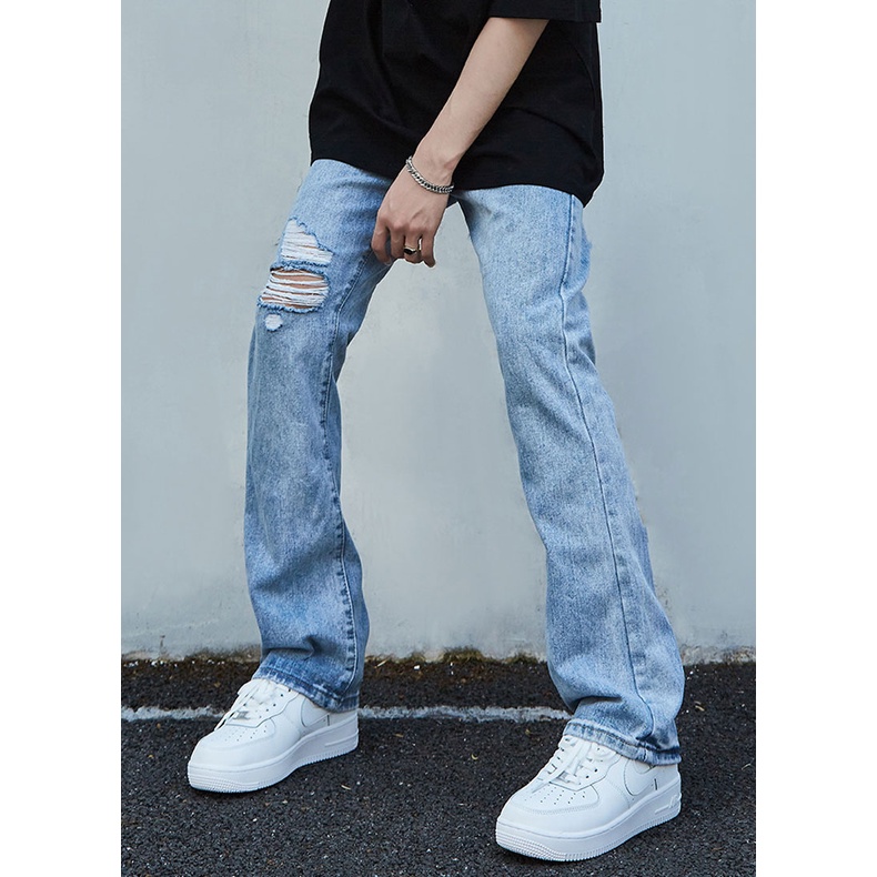 Quần Jean Rách Gối Ôngs Loe | Ripped Flared Jean | BigBuy360 - bigbuy360.vn