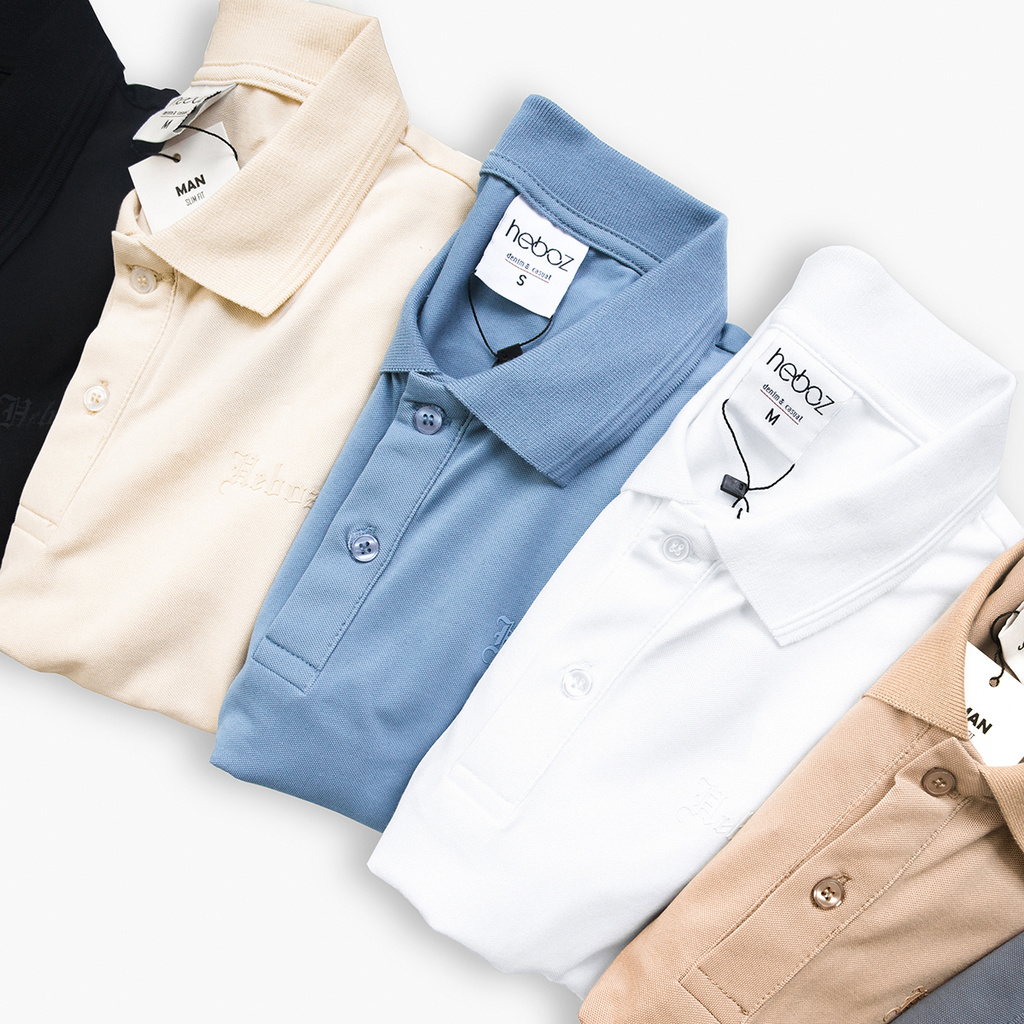 Áo thun polo nam ngắn tay HEBOZ vải cotton pha co giãn 4 chiều đẹp in logo, form slimfit basic - 00000673 | BigBuy360 - bigbuy360.vn