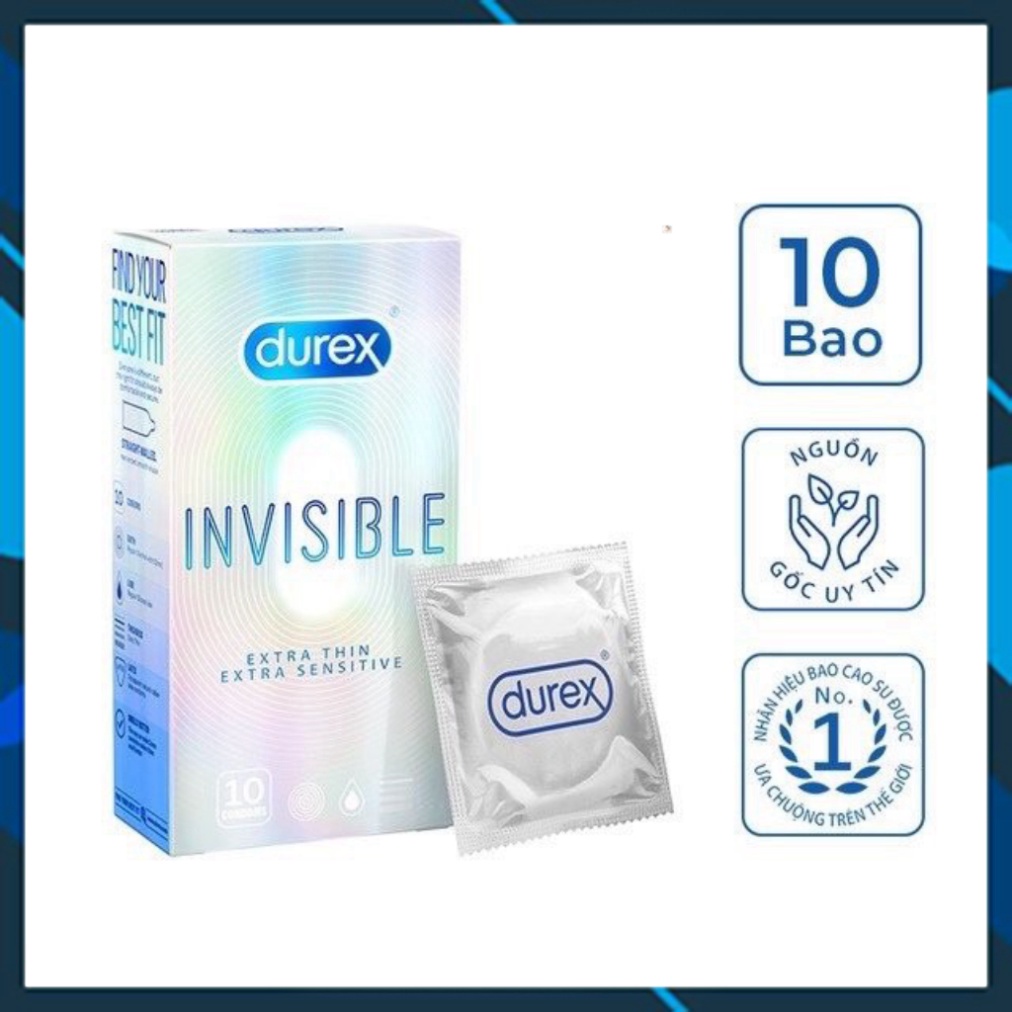 [HÀNG HIỆU] Bao Cao Su Durex Invisible Siêu Mỏng [MUA 2 TẶNG 1], BCS Kéo Dài Thời Gian Quan Hệ, Chống Xuất Tinh Sớm - Hộ