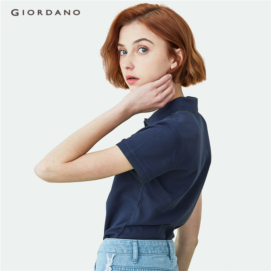 Áo Polo GIORDANO 05311399 Ôm Dáng Tay Ngắn Trẻ Trung Cho Nữ