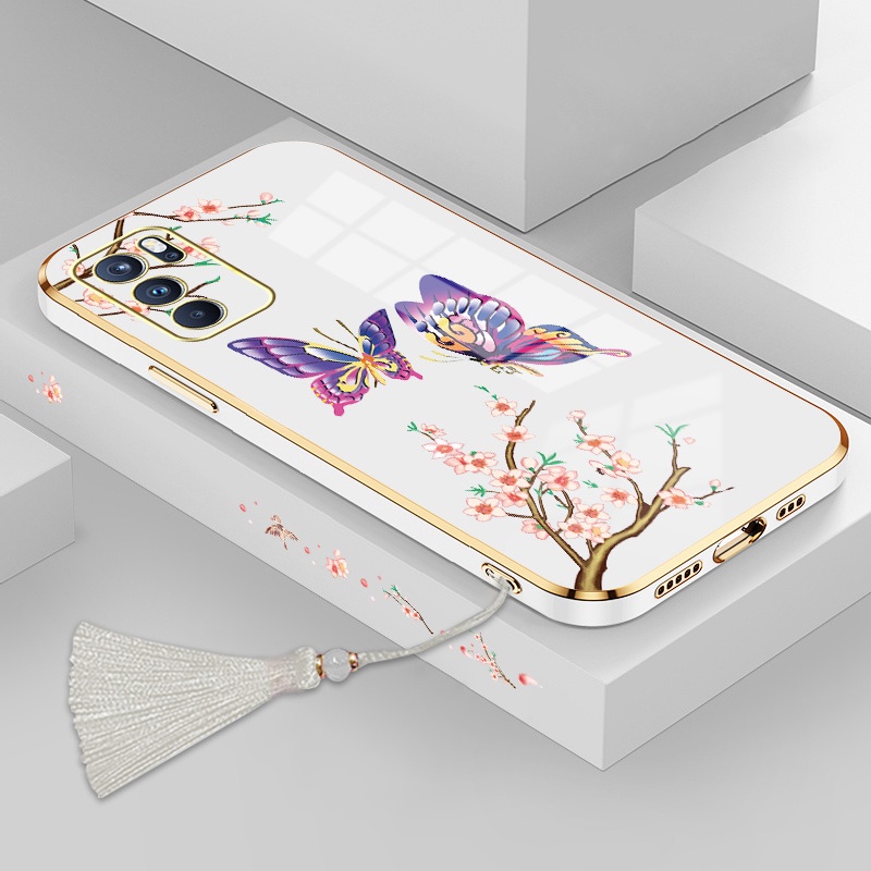ốp lưng oppo reno 6z 5g reno 6 4g reno 6 5g Ốp Điện Thoại Silicon Họa Tiết Bươm Bướm Kèm Dây Đeo Cho oppo reno 6z 5g reno 6 4g reno 6 5g