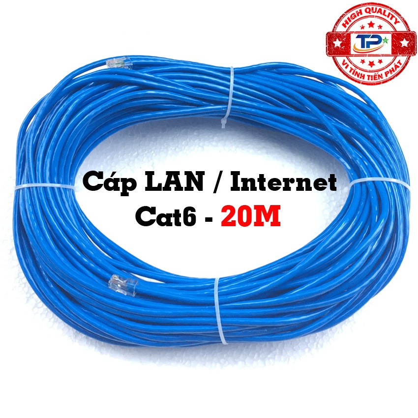 SIEU KHUYẾN MẠI Dây cáp mạng LAN Internet bấm sẵn UTP Cable chống nhiễu dài 20m chuẩn CAT 6