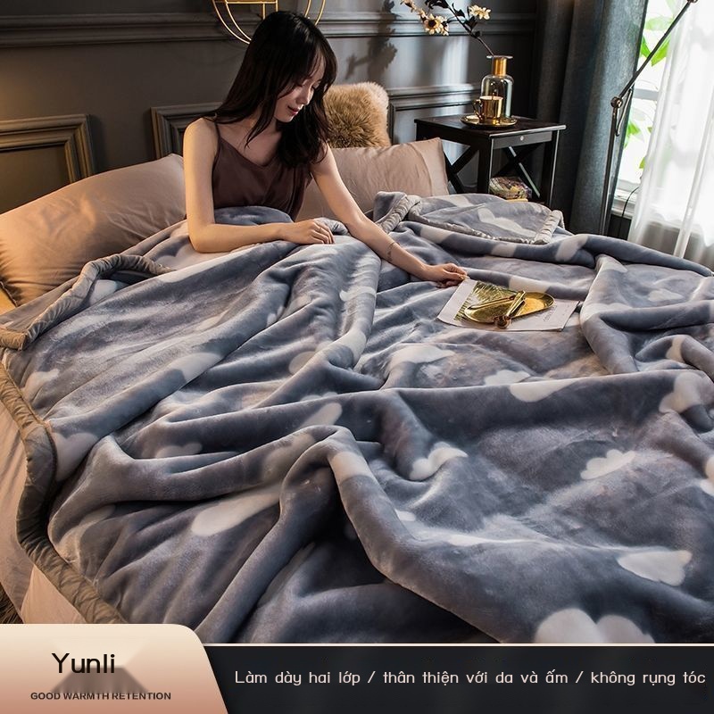 Chăn dày lông cừu mùa đông, chăn ngủ trưa lông cừu ấm áp